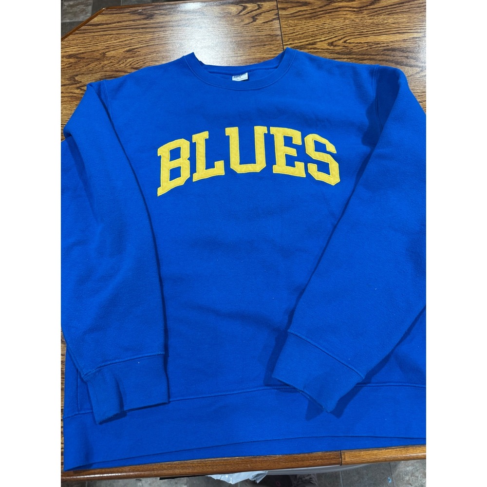 ZooZatz St Louis Blues Sweatshirt Mens Large Blue Yellow NHL Hockey Crewneck